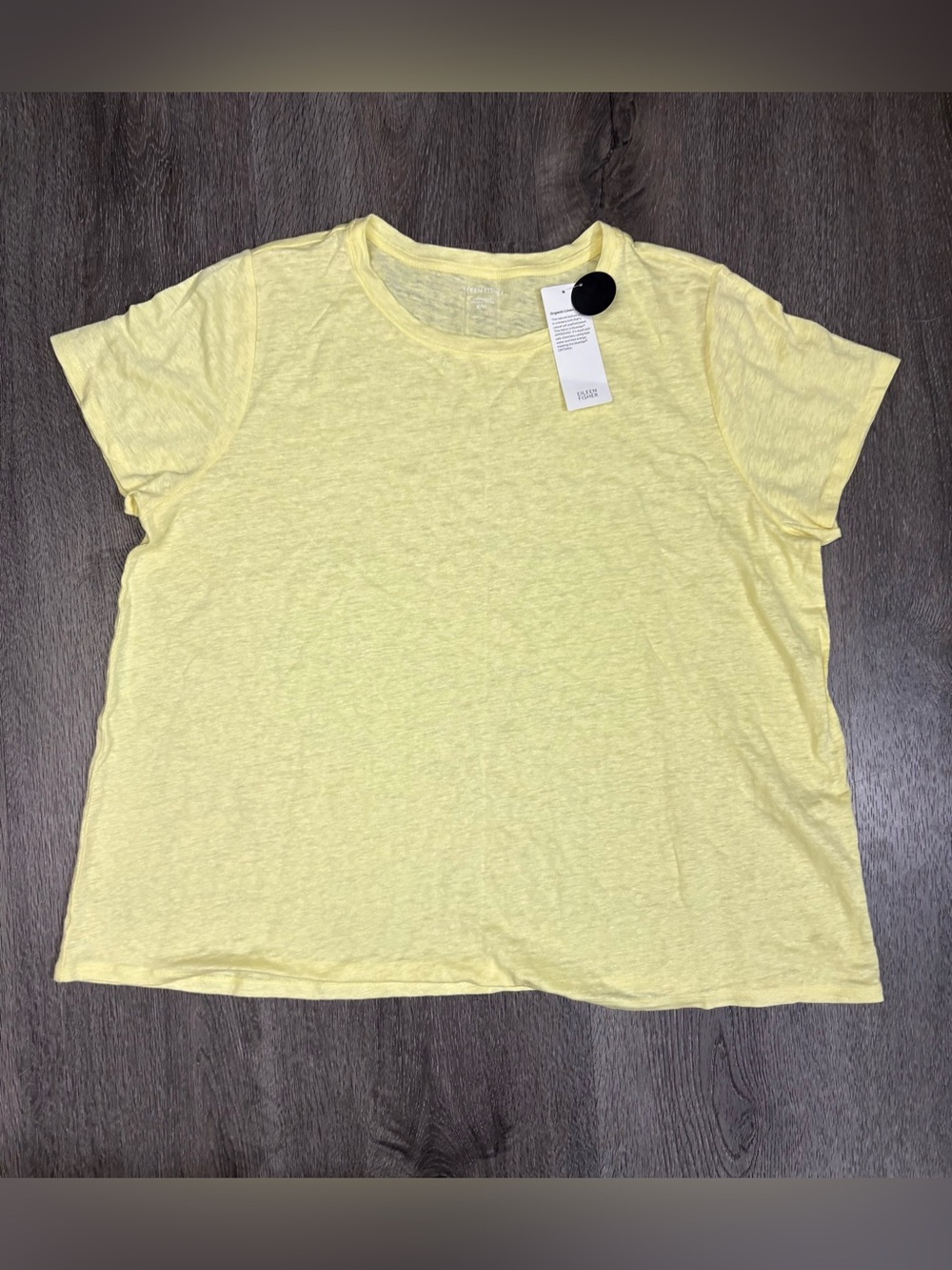 NWT Eileen Fisher XL T-Shirt Yellow Citrus Boxy Organic Linen Minimal Cottage